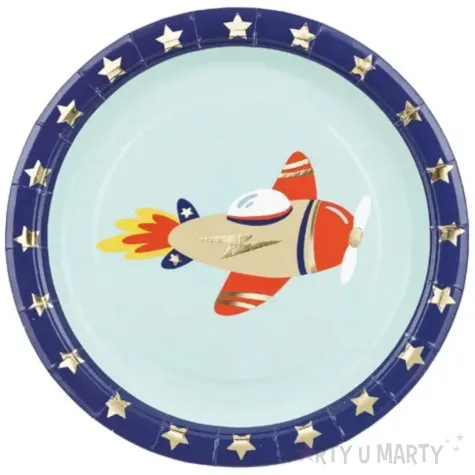 talerzyki papierowe samolot partydeco 18 cm 6 szt