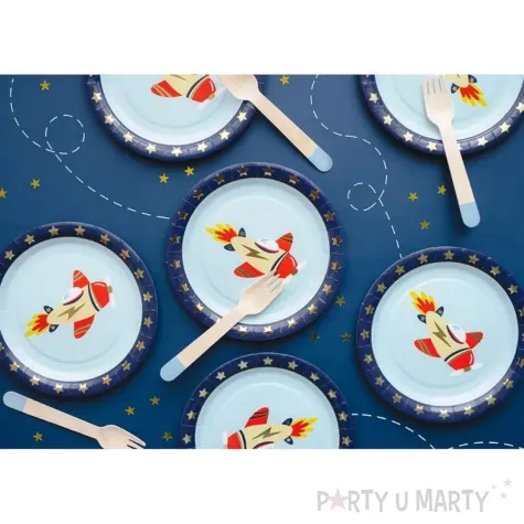 talerzyki papierowe samolot partydeco 18 cm 6 szt