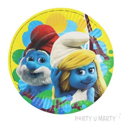 talerzyki papierowe smerfy 18 cm 8 szt