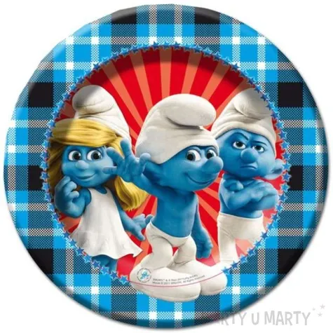 talerzyki papierowe smerfy 23 cm 8 szt