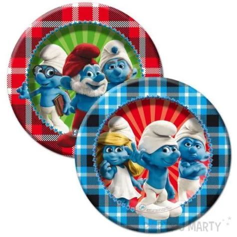 talerzyki papierowe smerfy 23 cm 8 szt