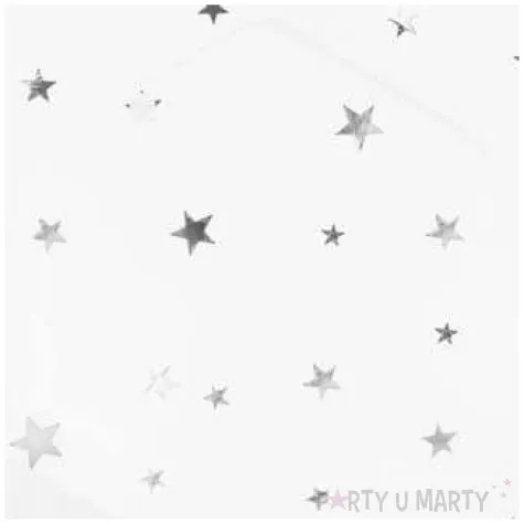 talerzyki papierowe srebrne gwiazdki biale partypal 23 cm 8 szt