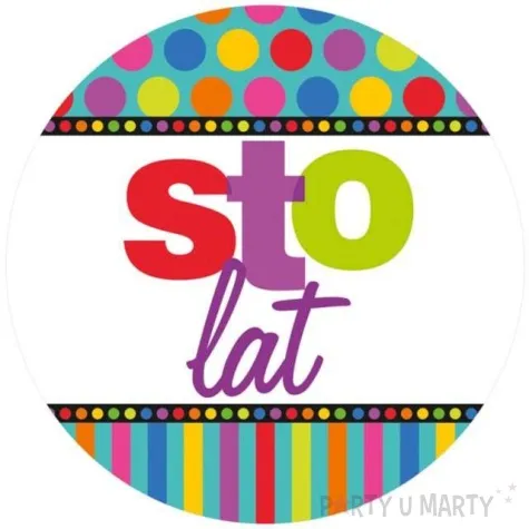 talerzyki papierowe sto lat dots ans stripes amscan 23 cm 8 szt