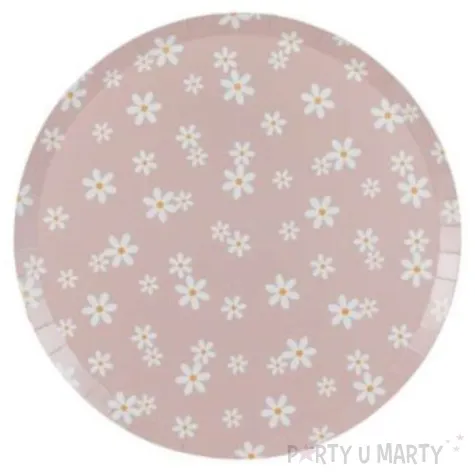 talerzyki papierowe stokrotki rozowy amscan 22 cm 8 szt