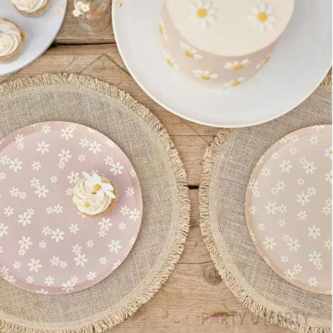 talerzyki papierowe stokrotki rozowy ginger ray 22 cm 8 szt