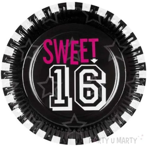 talerzyki papierowe sweet 16 procos 23 cm 6 szt
