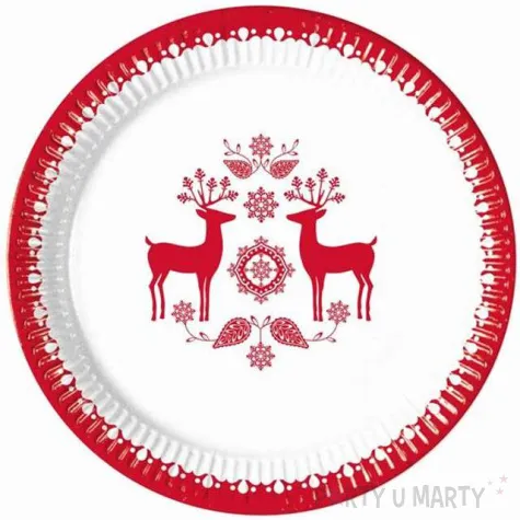talerzyki papierowe swiateczne reniferki procos 23 cm 8 szt