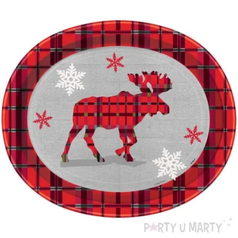 talerzyki papierowe swiateczny renifer owal unique 30 cm 8 szt