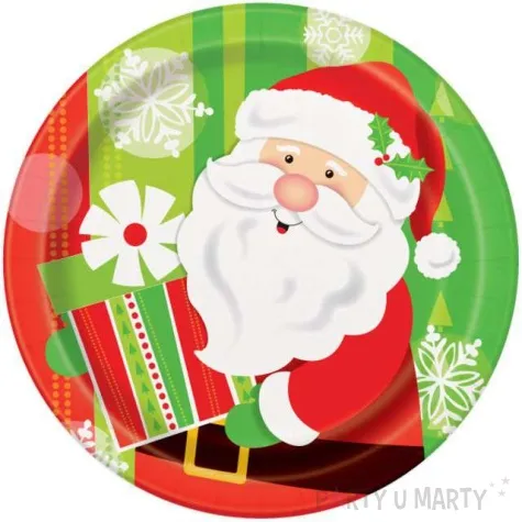 talerzyki papierowe swiety mikolaj z prezentem unique 23 cm 8 szt