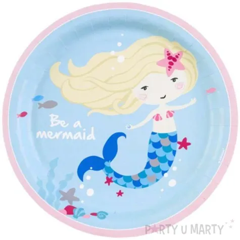 talerzyki papierowe syrenka be a mermaid amscan 23 cm 8 szt