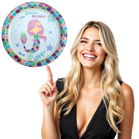 talerzyki papierowe syrenka lets be mermaid jix 17 5 cm 6 szt