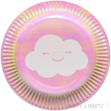 talerzyki papierowe tecza i chmurka amscan 18 cm 8 szt