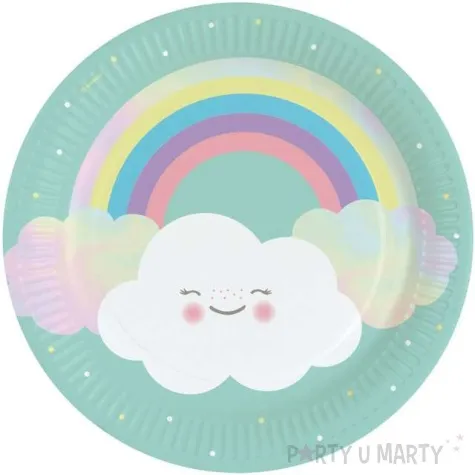 talerzyki papierowe tecza i chmurka amscan 23 cm 8 szt