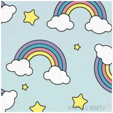 talerzyki papierowe teczowe chmurki blekitne jasne partypal 23 cm 6 szt