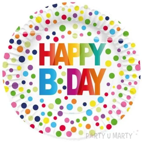 talerzyki papierowe teczowe kropki folat 23 cm 8 szt