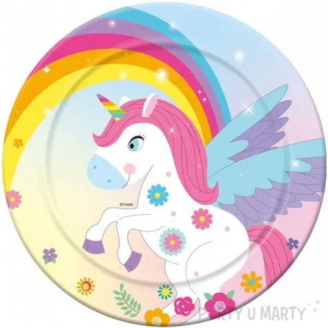 talerzyki papierowe teczowy jednorozec godan 18 cm 6 szt