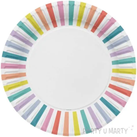 talerzyki papierowe teczowy pastel mix folat 23 cm 8 szt