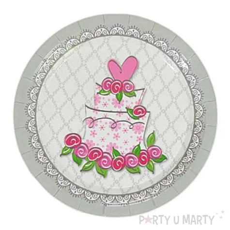 talerzyki papierowe tort weselny 18 cm 6 szt
