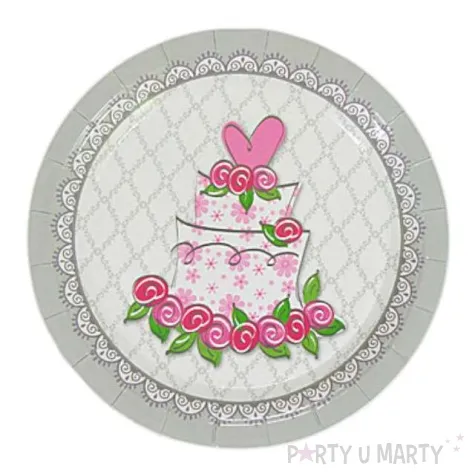 talerzyki papierowe tort weselny 23 cm 6 szt