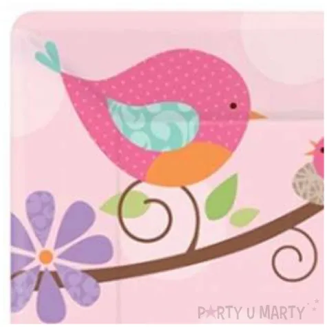talerzyki papierowe tweet baby girl kwadratowe 18 cm 8 szt