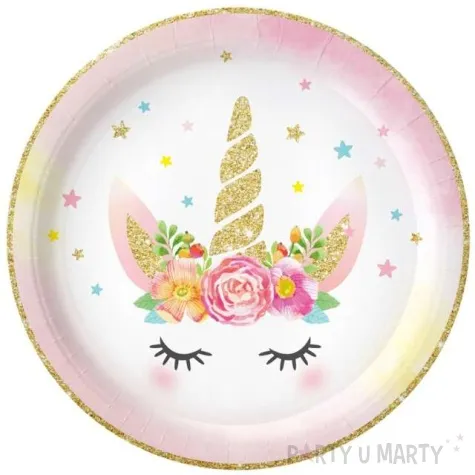 talerzyki papierowe unicorn jednorozec godan 18 cm 6 szt