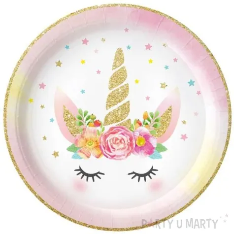 talerzyki papierowe unicorn jednorozec godan 23 cm 6 szt