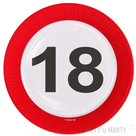 talerzyki papierowe urodziny 18 traffic birthday folat 23 cm 8 szt