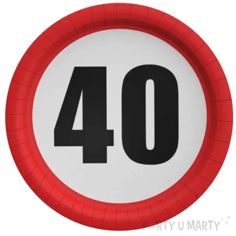 talerzyki papierowe urodziny 40 traffic birthday congee 18cm 6 szt