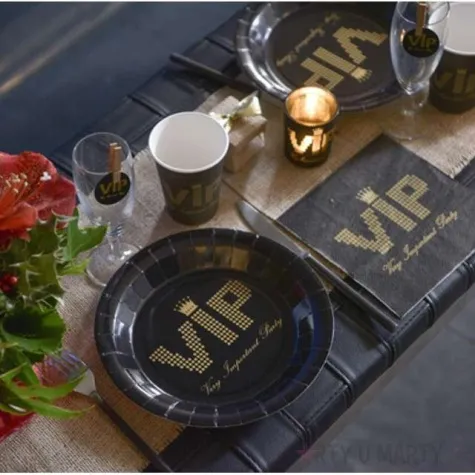 talerzyki papierowe vip black santex 23 cm 10 szt
