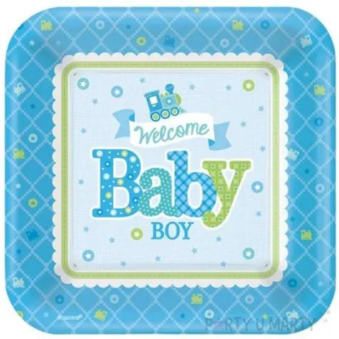 talerzyki papierowe welcome baby boy amscan 27 cm 8 szt