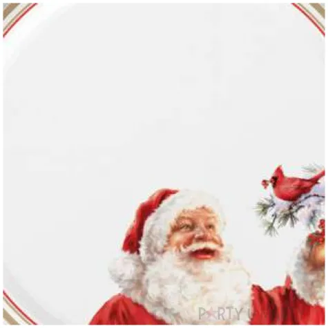 talerzyki papierowe wesoly mikolaj i ptak na galezi maki 18 cm 8 szt