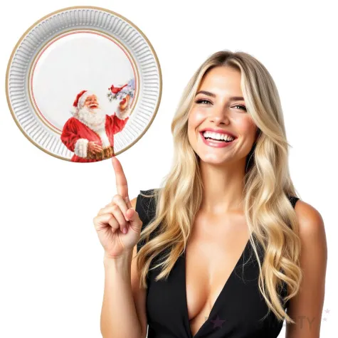 talerzyki papierowe wesoly mikolaj i ptak na galezi maki 23 cm 8 szt