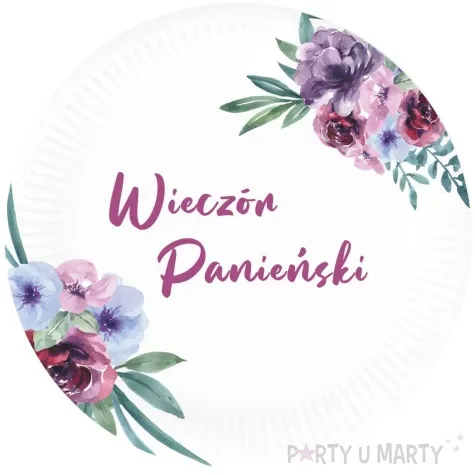 talerzyki papierowe wieczor panienski kwiaty bialy congee 18 cm 6 sz