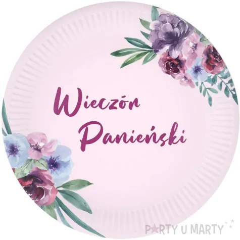 talerzyki papierowe wieczor panienski kwiaty rozowy jasny congee 18 cm 6 sz