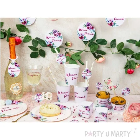 talerzyki papierowe wieczor panienski kwiaty rozowy jasny congee 18 cm 6 sz