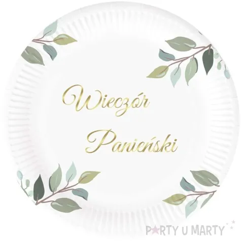 talerzyki papierowe wieczor panienski liscie bialy congee 18 cm 6 sz