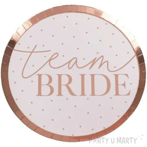 talerzyki papierowe wieczor panienski team bride rozowe zloto 25 cm 8 szt