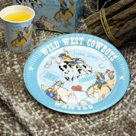 talerzyki papierowe wild west cowboys neviti 23 cm 8 szt