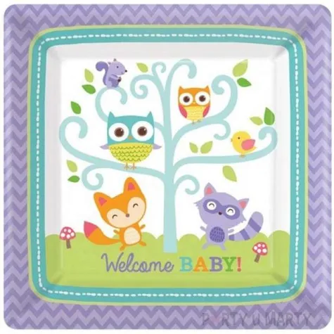 talerzyki papierowe woodland welcome amscan 27 cm 8 szt