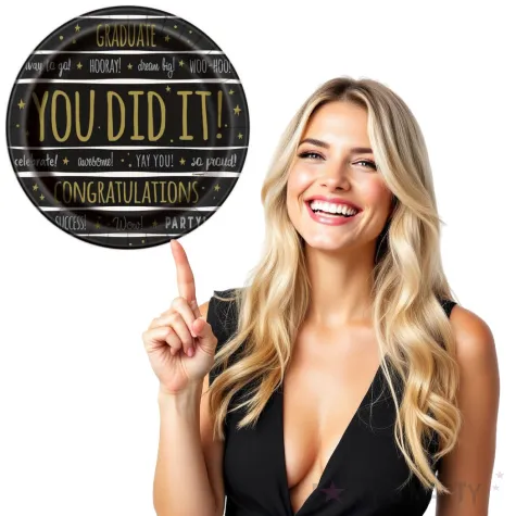 talerzyki papierowe you did it congatulations unique 23 cm 8 szt