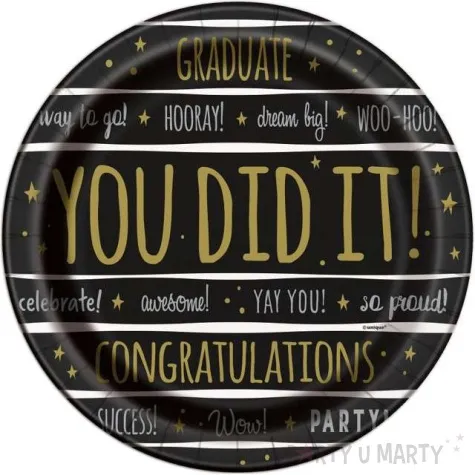 talerzyki papierowe you did it congatulations unique 23 cm 8 szt
