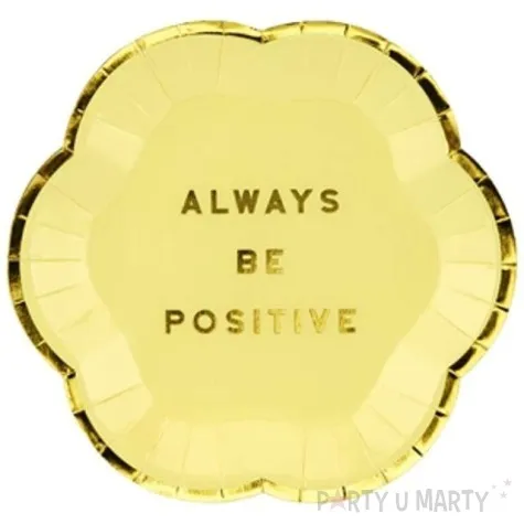 talerzyki papierowe yummy always be positive zolty jasny partydeco 13 cm 6 szt