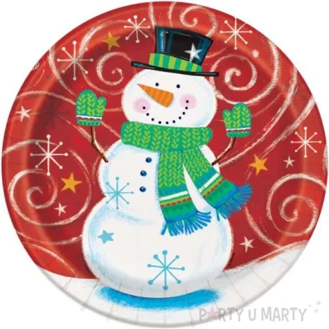 talerzyki papierowe zimowy balwan unique 23 cm 8 szt