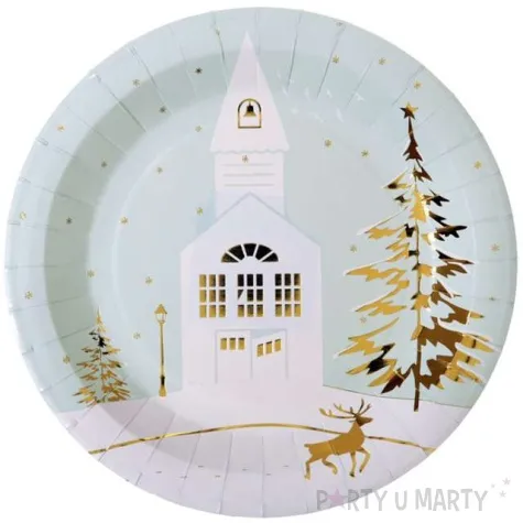 talerzyki papierowe zimowy domek santex 23 cm 10 szt