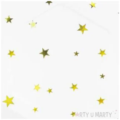 talerzyki papierowe zlote gwiazdki biale partypal 23 cm 8 szt