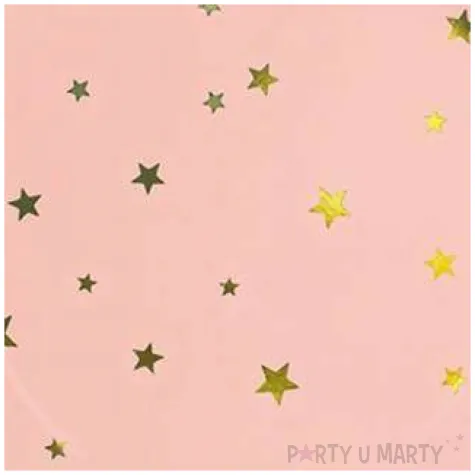 talerzyki papierowe zlote gwiazdki rozowe partypal 18 cm 6 szt