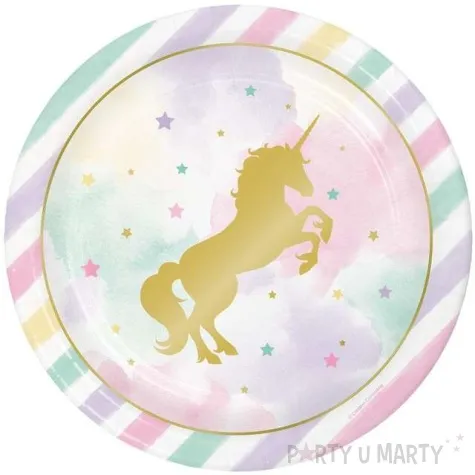 talerzyki papierowe zloty jednorozec creativeparty 22 cm 8 szt