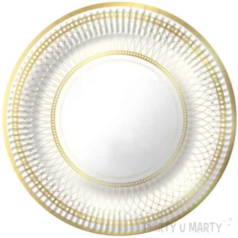 talerzyki papierowe zloty wzor biale fsopakowania 23 cm 6 szt