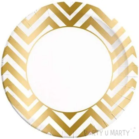 talerzyki papierowe zloty zygzak metaliczne procos 23 cm 8 szt