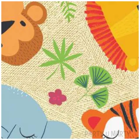 talerzyki papierowe zwierzeta dzungli kwadratowe paw 23 x 23 cm 10 szt